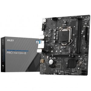 Дънна платка MSI PRO H410M-B, mATX, Socket 1200, Dual Channel DDR4 2933MHz, 1x PCIe 3.0 x16 slot 0
