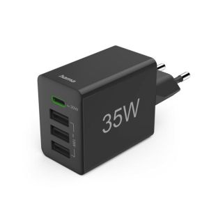 HAMA МИНИ ЗАРЯДНО 220V 35 W, 1X USB-C PD, 3X USB-A, ЧЕРНО 0