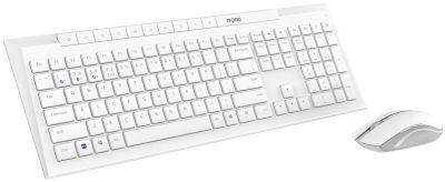 Комплект клавиатура и мишка RAPOO 8210M MultiMode, Bluetooth &amp; 2.4GHz, Безжичен, Бял 0