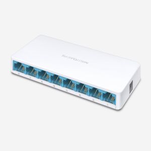 Кликни за увеличение Комутатор Mercusys MS108, 8-порта 10/100Mbps, неуправляем, настолен 0