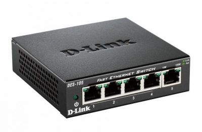 Комутатор суич D-LINK Комутатор суич D-LINK DGS-105, 5 портов 10/100/1000, метален корпус 0