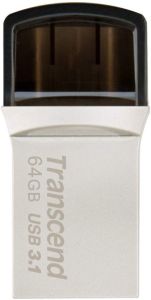 USB памет Transcend 64GB JETFLASH 890S, USB 3.1 Type C, Silver Plating 0