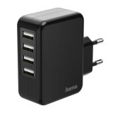 Зарядно HAMA-173676 220V, С 4 USB порта, 4.8 A, черно 0