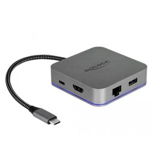 Кликни за увеличение Delock USB Type-C Docking Station for Mobile Devices 4K-HDMI/Hub/LAN/PD 3.0 with LED illumination 0