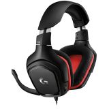 Геймърски слушалки с микрофон Logitech Leatherette G332, Черно и червено 0