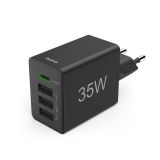 HAMA МИНИ ЗАРЯДНО 220V 35 W, 1X USB-C PD, 3X USB-A, ЧЕРНО 0
