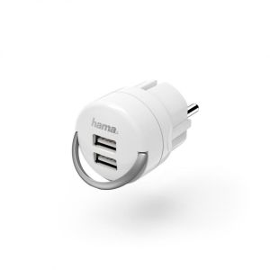 Кликни за увеличение HAMA Зарядно 220V/2xUSB- 5V/2400 mA, бяло 0
