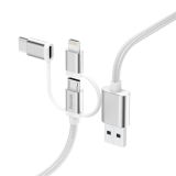 Кабел 3в1 Micro USB кабел с адаптер USB-C/Lightning 0.2m бял 0