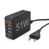 МРЕЖОВО ЗАРЯДНО HAMA 51 WATT, 5XUSB, QC3.0, 3X USB-A, USB-C PD, ЧЕРЕН 0