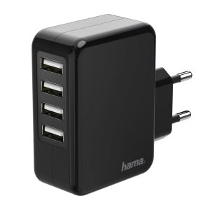 Зарядно HAMA-173676 220V, С 4 USB порта, 4.8 A, черно 0
